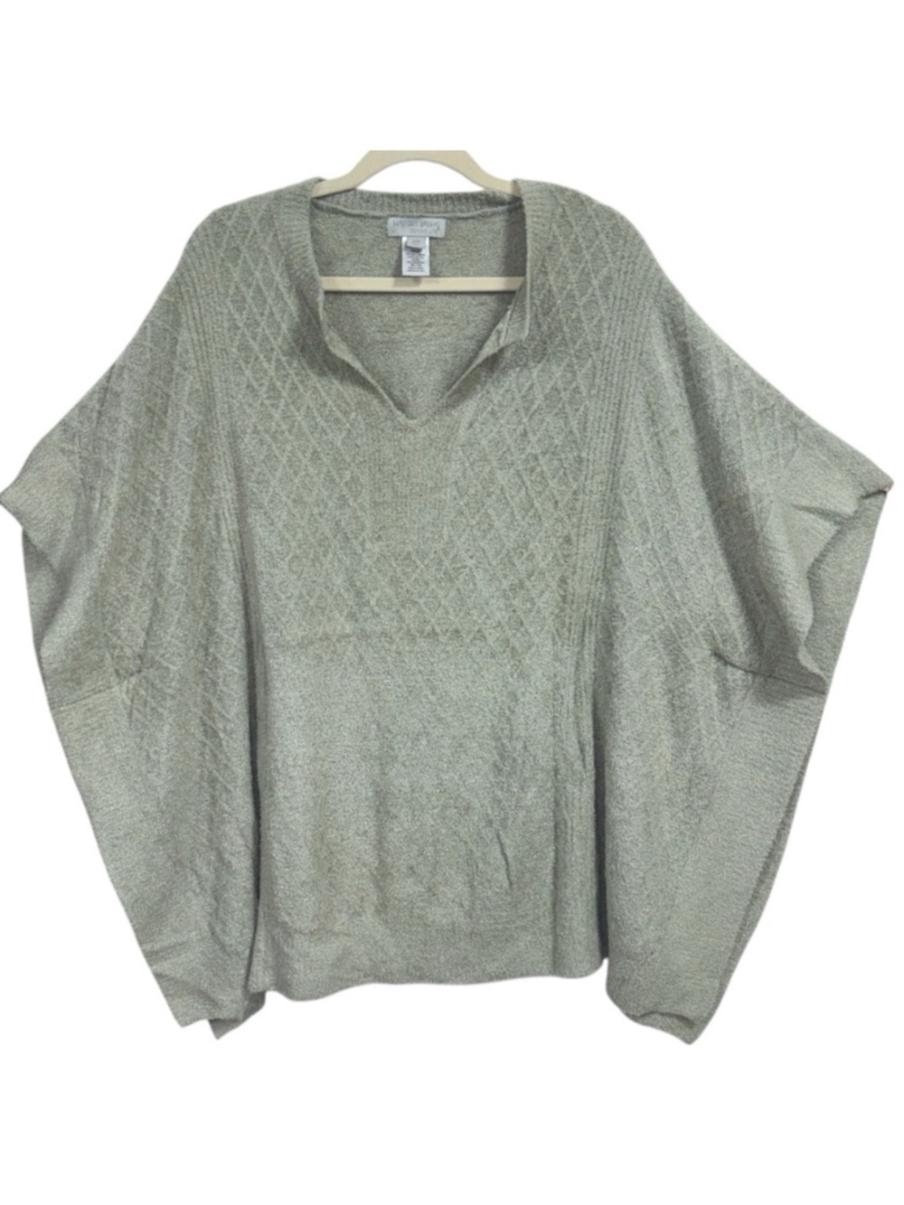 Barefoot Dreams CozyChic Lite Diamond Pointelle Split Neck Poncho S/M